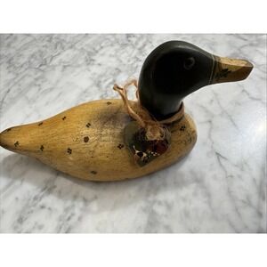 Wooden Duck 8" Hand Carved & Painted Colorful Folk Art Nature Marked MW